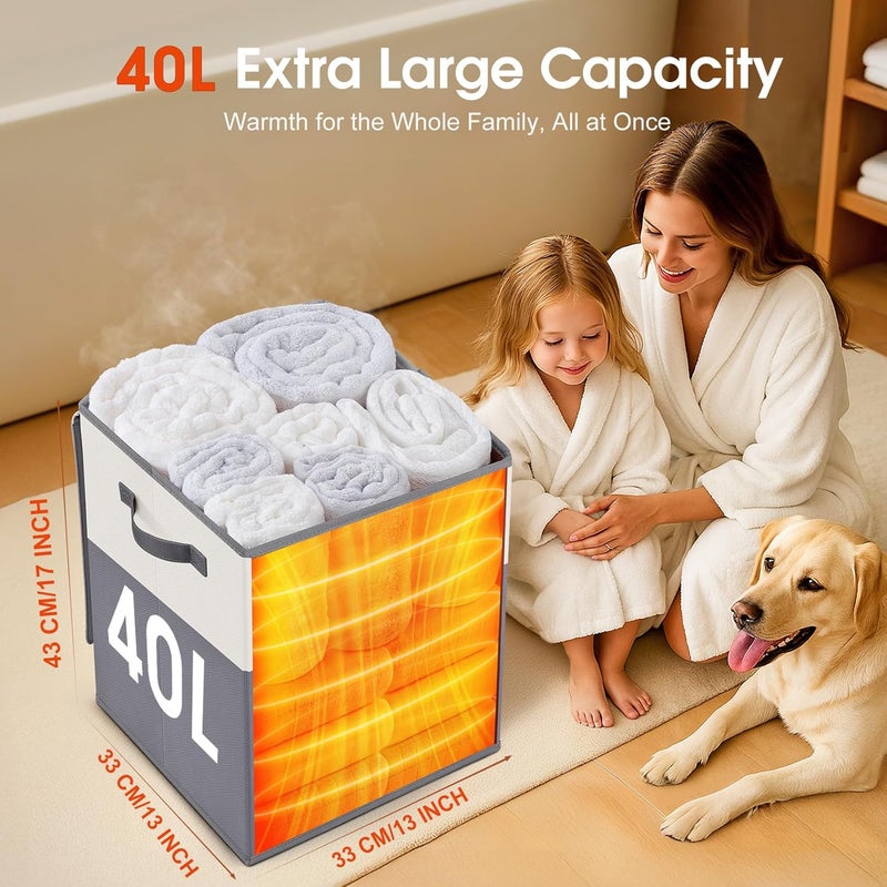 Leroci Foldable Towel Warmer 40L Large Capacity for Oversized Towels, Robes & Blankets, Fast Heating with 4 Modes, Auto Shut-Off, Gift Box - Image 2